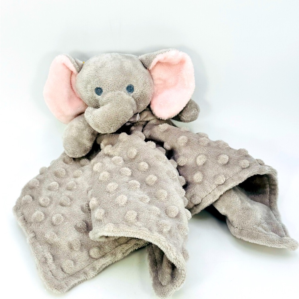 Crevent Gray Elephant Lovey Baby Security Blanket Minky Dots